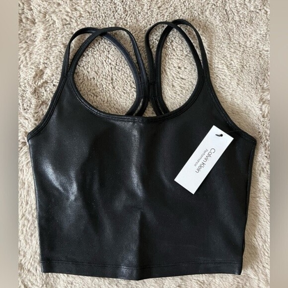 NWT Calvin Klein Performance Strappy Back Black Tank Top SZ XS - Picture 4 of 5